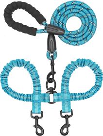 Dual Dog Leash; Double Dog Leash; 360 Swivel No Tangle Walking Leash; Shock Absorbing Bungee for Two Dogs (Color: Blue, size: length) Dual Dog Leash; Double Dog Leash; 360 Swivel No Tangle Walking Leash; Shock Absorbing Bungee for Two Dogs (Color: Blue, size: length)